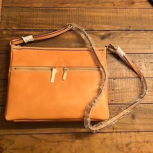 G.I.L.I. Leather Flat Double Zip Crossbody